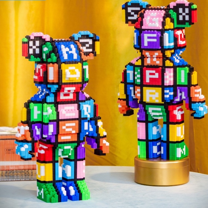 Bearbrick lego mảnh ghép chữ cái lego đồ chơi xếp hình lego 3D mô hình lắp ghép thông minh cho béTặng ô tô