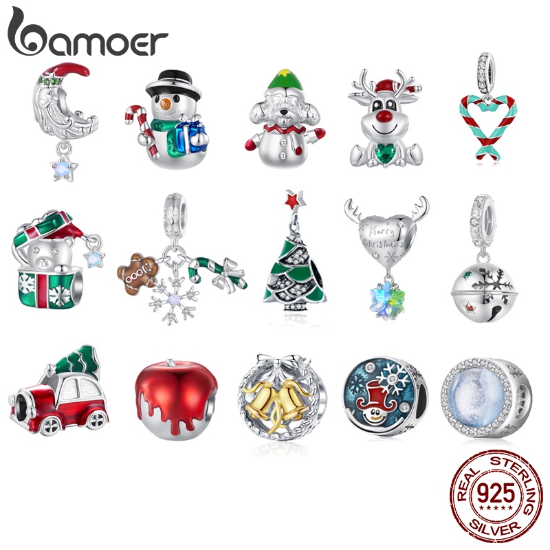Bamoer Hạt Charm Bạc 925 Hoạ Tiết Giáng Sinh