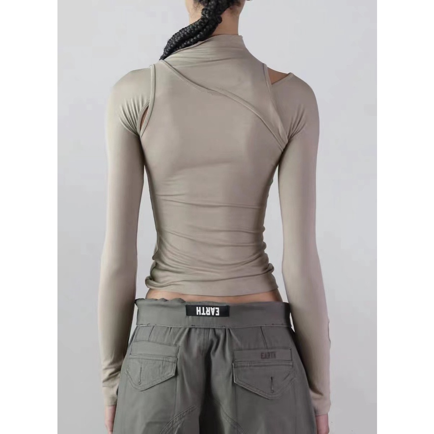 Áo Thun Tay Dài Ôm Dáng Thời Trang Hàn Quốc Cho Nữ