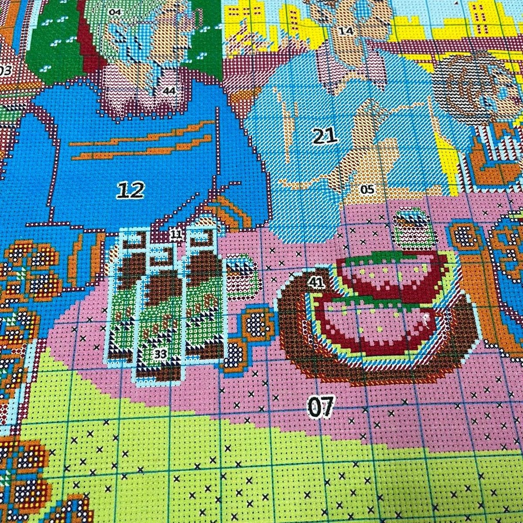 Tranh Thêu Chữ Thập Tết Sum Vầy Mẫu Mới ZYN002 Chưa Thêu