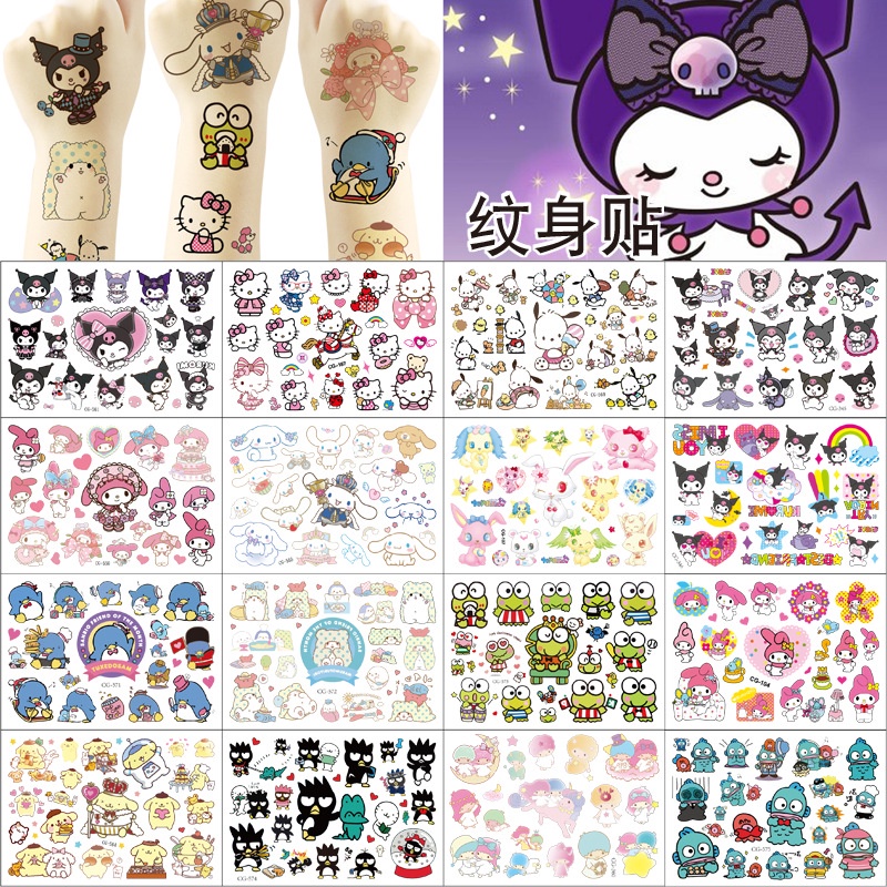 Sanrio Hình Xăm Miếng Dán Hình Xăm Giai Điệu Hình Xăm Miếng Dán Kuromi Hình Xăm Tai Lớn Chó Hình Xăm