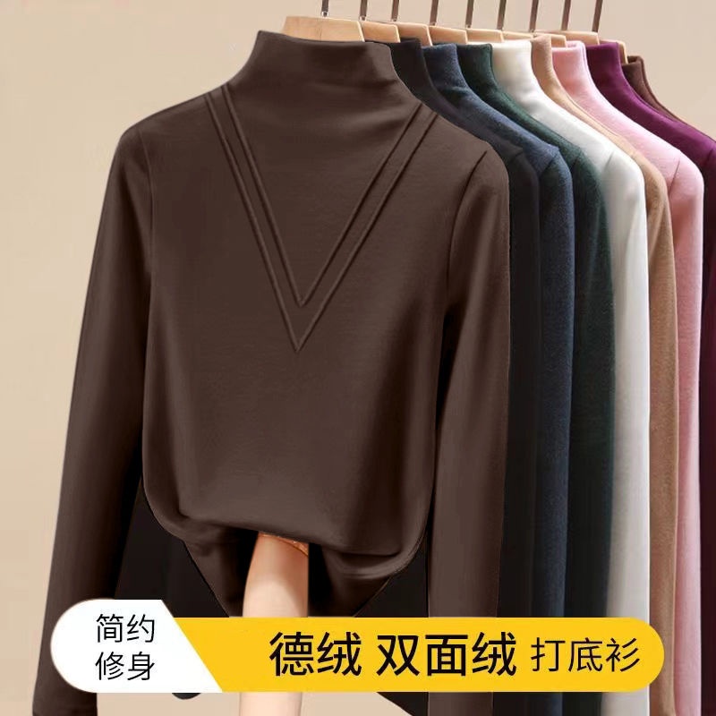 Áo Thun Nữ Tay Dài Cổ Cao Ôm Dáng Phong Cách Thời Trang Phương Tây