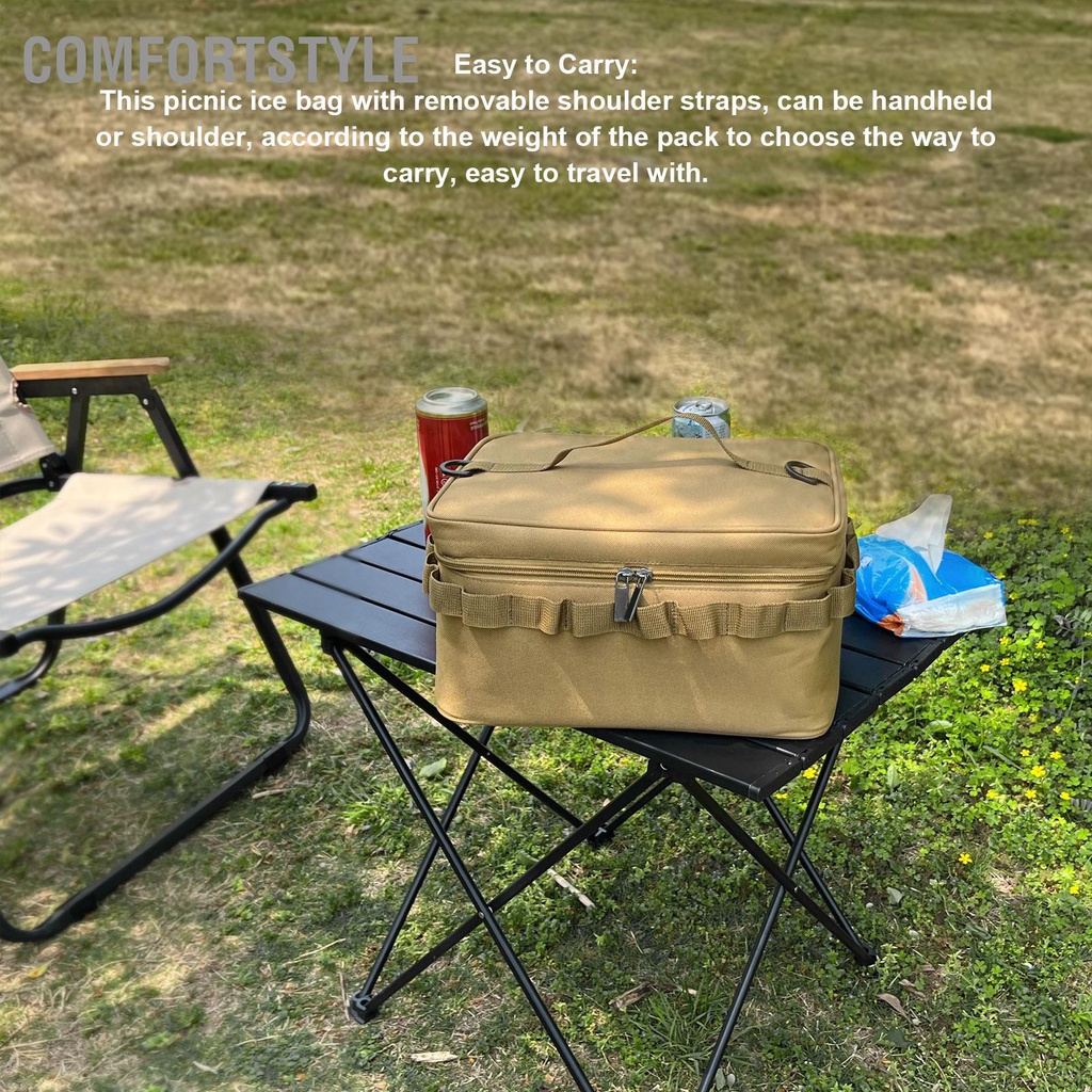 Comfortstyle Cắm trại ngoài trời Dã ngoại Túi đá PVC làm mát di động có dây đeo vai thể tháo rời để đi du lịch