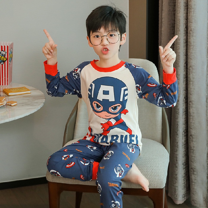 Hoạt Hình Bộ Đồ Ngủ 2 Món Gồm Áo Tay Dài + Quần Dài Hình Người Nhện Cho Bé Trai