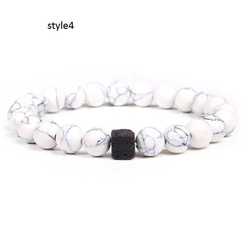 Vòng Tay Chuỗi Hạt Đá Núi Lửa Đơn Giản Cho Cặp Đôi