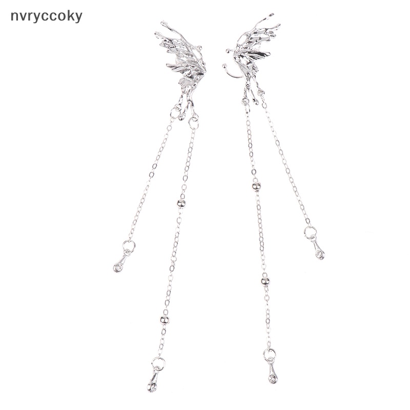1 Cặp Khuyên Tai Kẹp Dài Hình Cánh Thiên Thần Bằng Kim Loại Dạng Lỏng Không Xỏ Lỗ Tai Phong Cách punk Thời Trang Cho Nữ vn