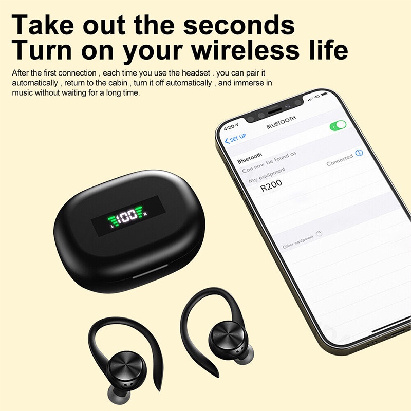 Tai Nghe bluetooth Không Dây ipx5 Móc Vành Tai Chống Thấm Nước Tiện Dụng Khi Chơi Thể Thao Điện Thoại