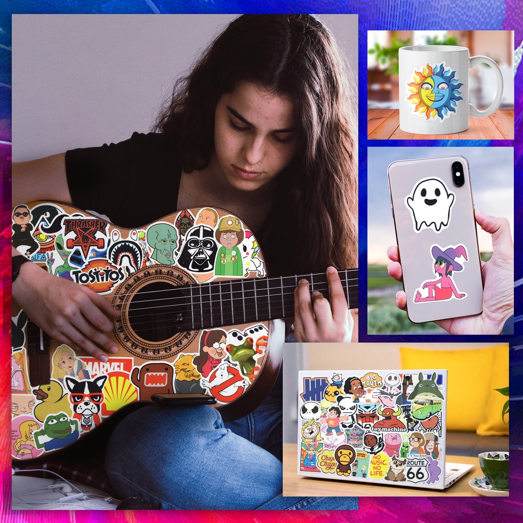 Bộ 300 / 200 / 100 / 50 Miếng Dán Chống Thấm Nước Họa Tiết graffiti Hợp Thời Trang Trang Trí Nón Bảo Hiểm