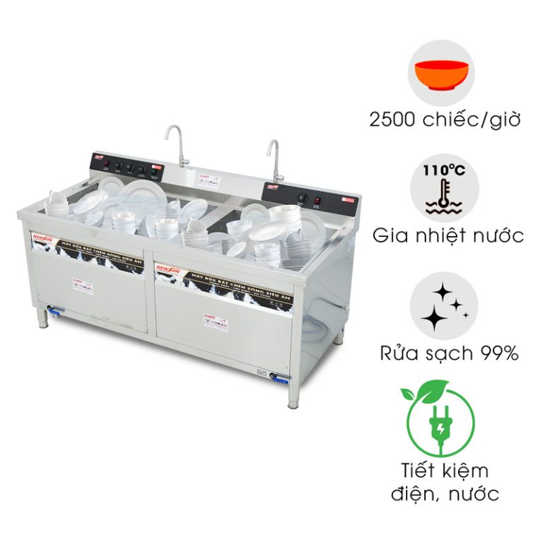 Máy rửa bát chén siêu âm chậu đôi NS-1800SS NEWSUN (Gía bán chưa bao gồm phí Newsun vận chuyển)