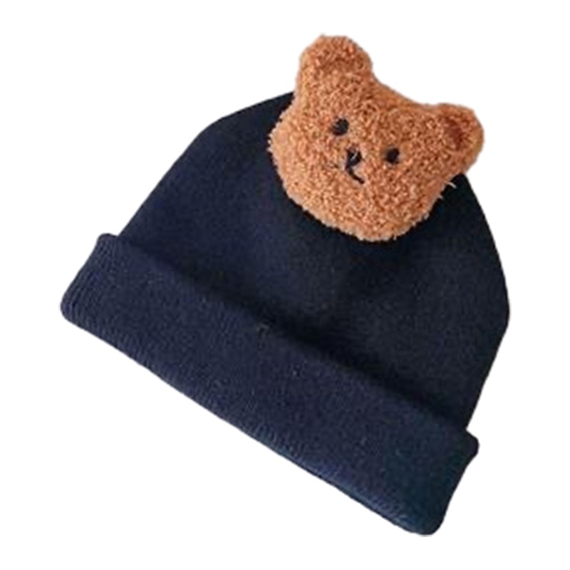 Mũ Dệt Kim Mềm Mại In Họa Tiết Gấu Hoạt Hình Đáng Yêu Giữ Ấm Mùa Đông Cho Bé Trai Và Gái