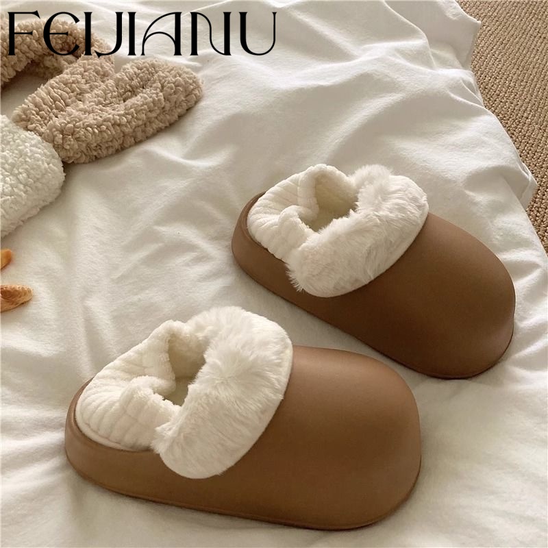 FEIJIANU  Dép bông Dép Lông đi trong nhà ĐẾ CAO SU Nổi bật Độ bền cao Đế linh hoạt Đàn hồi tốt FMR23B0KWY 48Z231130