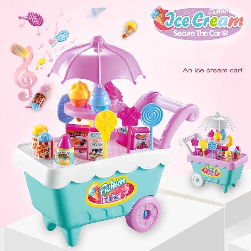 Xe Kem Đồ Chơi mini Có Nhạc Và Đèn Xinh Xắn Cho Bé Gái