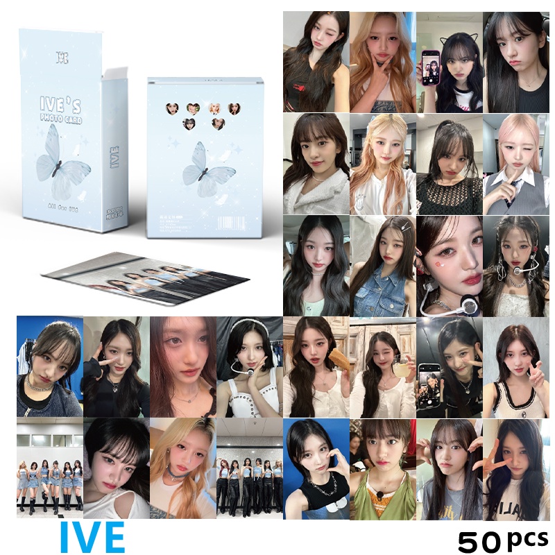 50-55pcs IVE Hologram Laser Lomo Cards 2024 Season's Greetings I'VE MINE Photocards WONYOUNG YUJIN LIZ LEESEO REI GAEUL Kpop Holographic Postcards On Sale JY