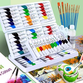 Ossayi Bộ Màu acrylic 12 / 18 / 24 / 36 Màu 12 ml Chống Thấm Nước Vẽ Tranh Nghệ Thuật Thủ Công Cho Bé Mới Bắt Đầu