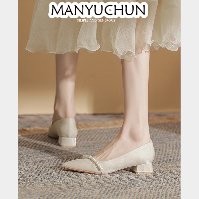 MANYUCHUN Giày Búp Bê Da Cao Cấp Phong Cách Pháp Thanh Lịch Dành Cho Nữ da mềm Sal thời trang công sở đẹp cao cấp Thấm hút mồ hôi Dễ dàng phối đồ Phối hợp dễ dàng Lịch sự FLF23B0KZG 48Z231201
