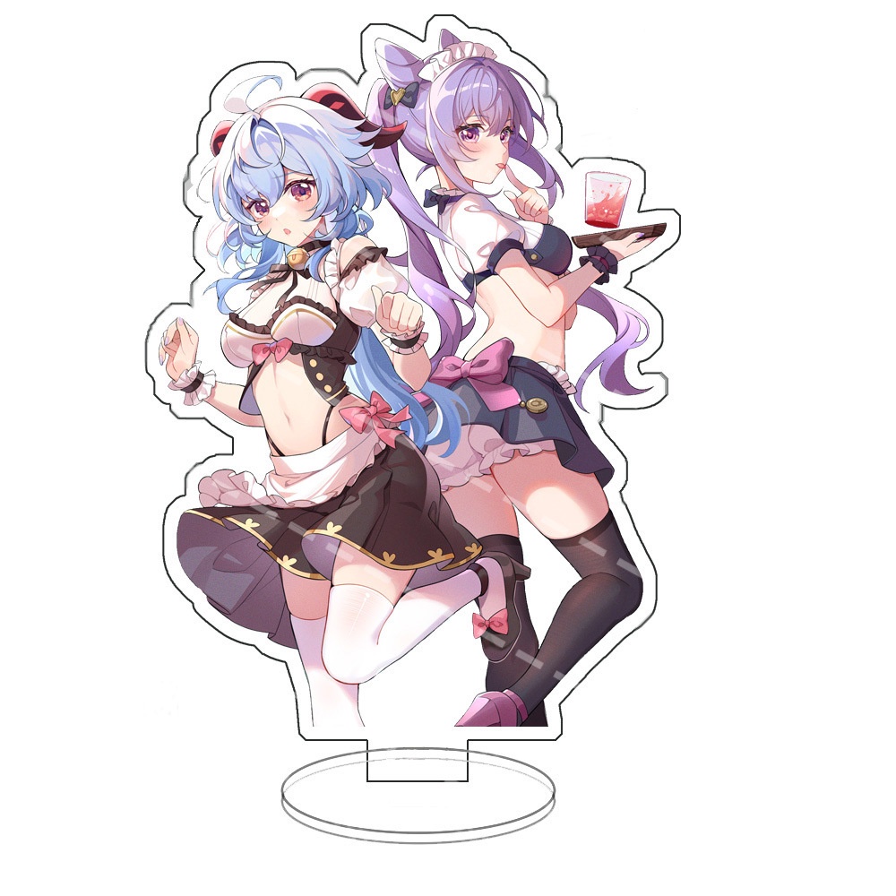 Trò chơi tác động Genshin mới Chân đế hoạt hình hai chiều Trang trí máy tính để bàn Sấm sét Tướng, Giá đỡ Ganyu, Vật tra