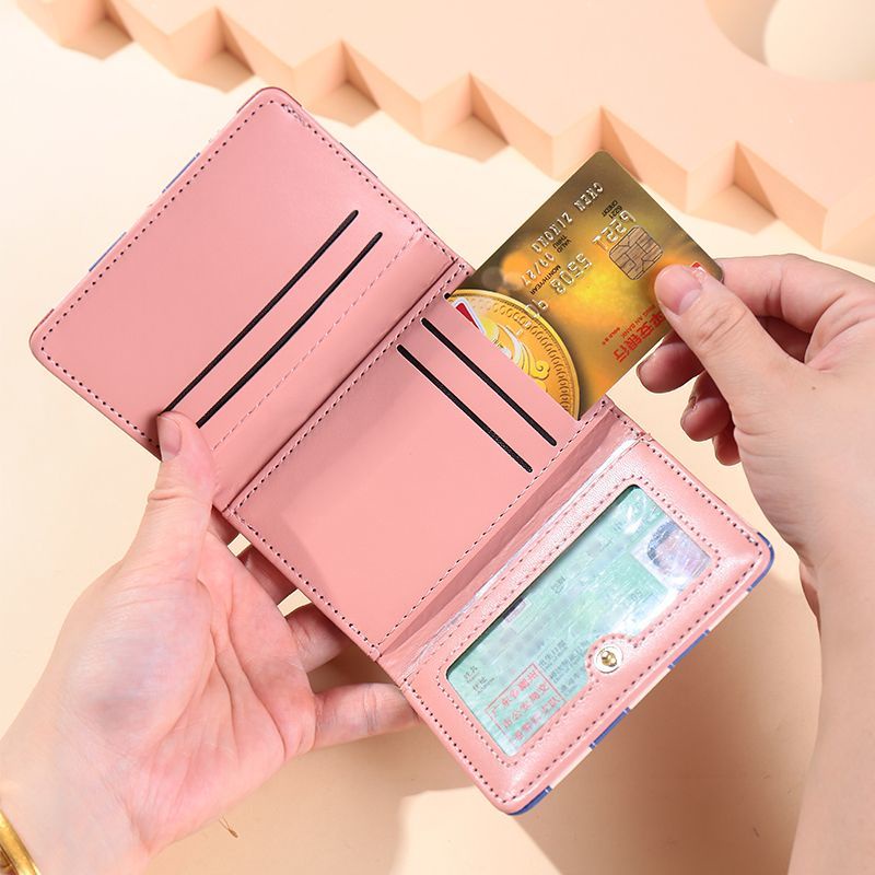 Ví Gập 30% Đựng Thẻ Đa Năng in Họa Tiết Caro Phong Cách Mới 2024 Cho Nữ