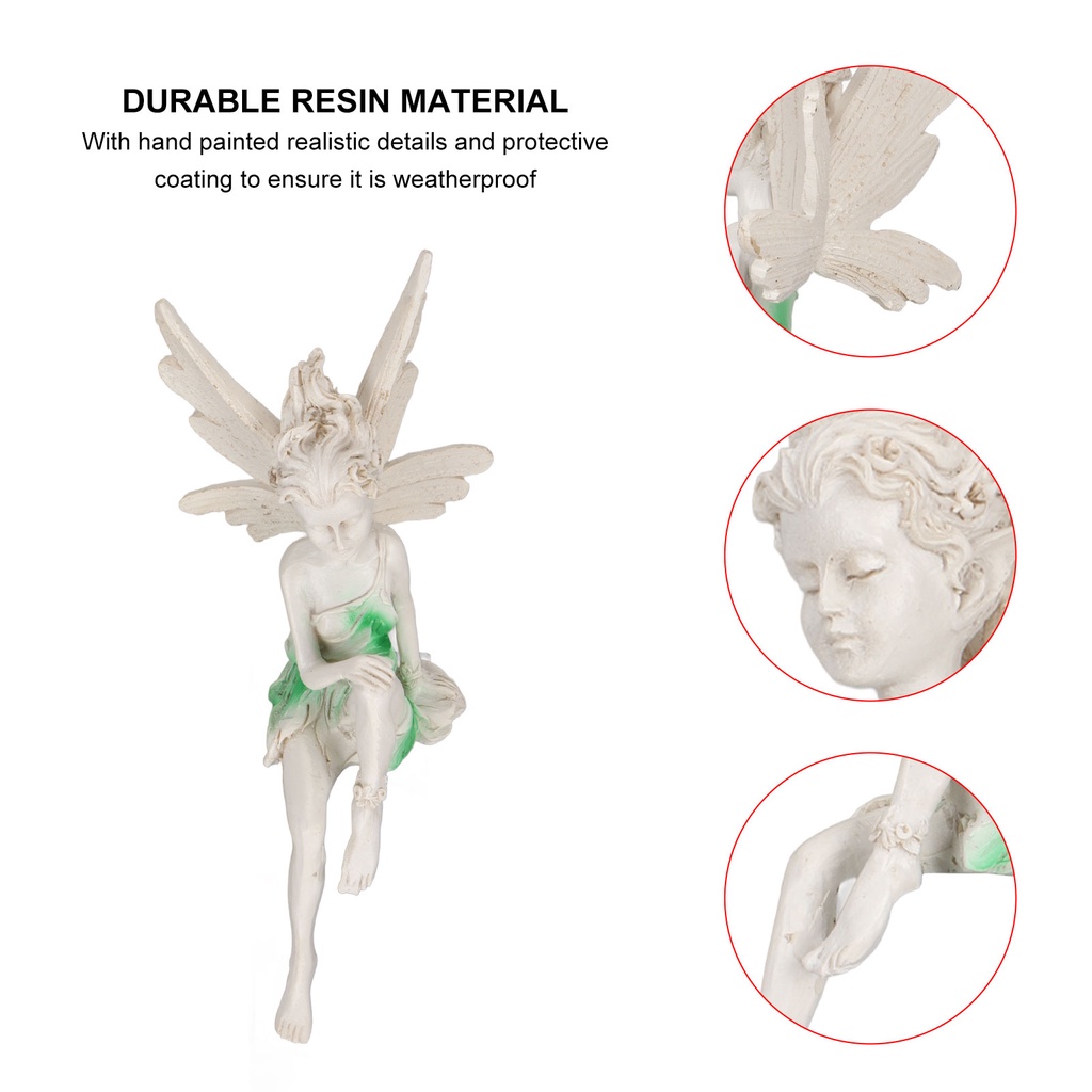 Tượng Cô Tiên Ngồi Bằng Nhựa resin Sơn Thủ Công Dễ Thương Bảo Vệ Tượng Thần Tiên Trang Trí Vườn