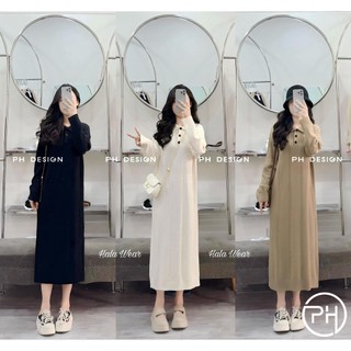 Váy bầu VL794 Váy len polo thừng , đầm bầu l;en mềm mịn cổ polo dáng suông, váy bầu dáng rộng bigsize
