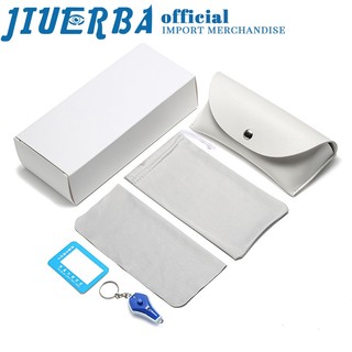 JIUERBA Thời Trang Hộp Đựng Mắt Kính Hai Mặt Bằng Da Màu Trắng