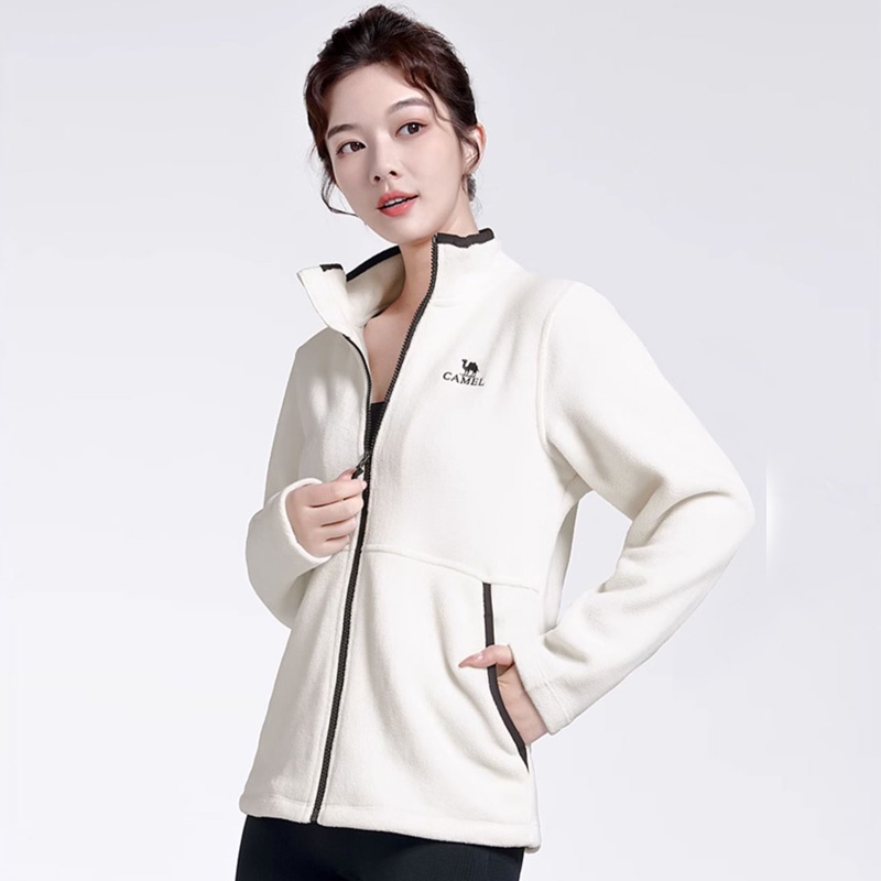 CAMEL SPORTS Áo Khoác Thể Thao Dài Tay Đệm Lông Cừu Dày Dặn Thời Trang Cho Nữ