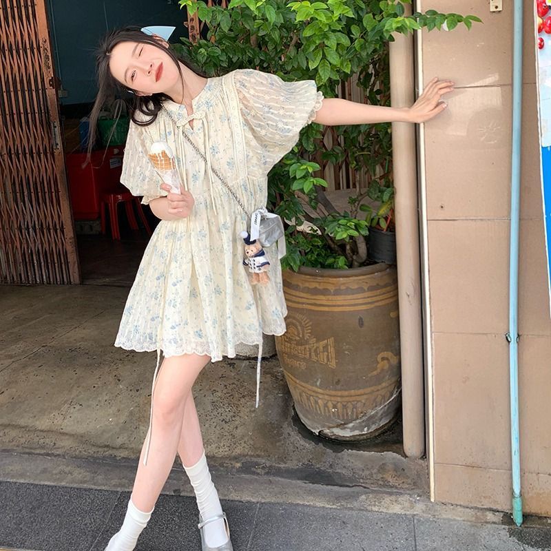 Đầm Búp Bê Phối Ren Một Mắt Có Nút Cài Thủ Công Phong Cách mori first love | BigBuy360 - bigbuy360.vn