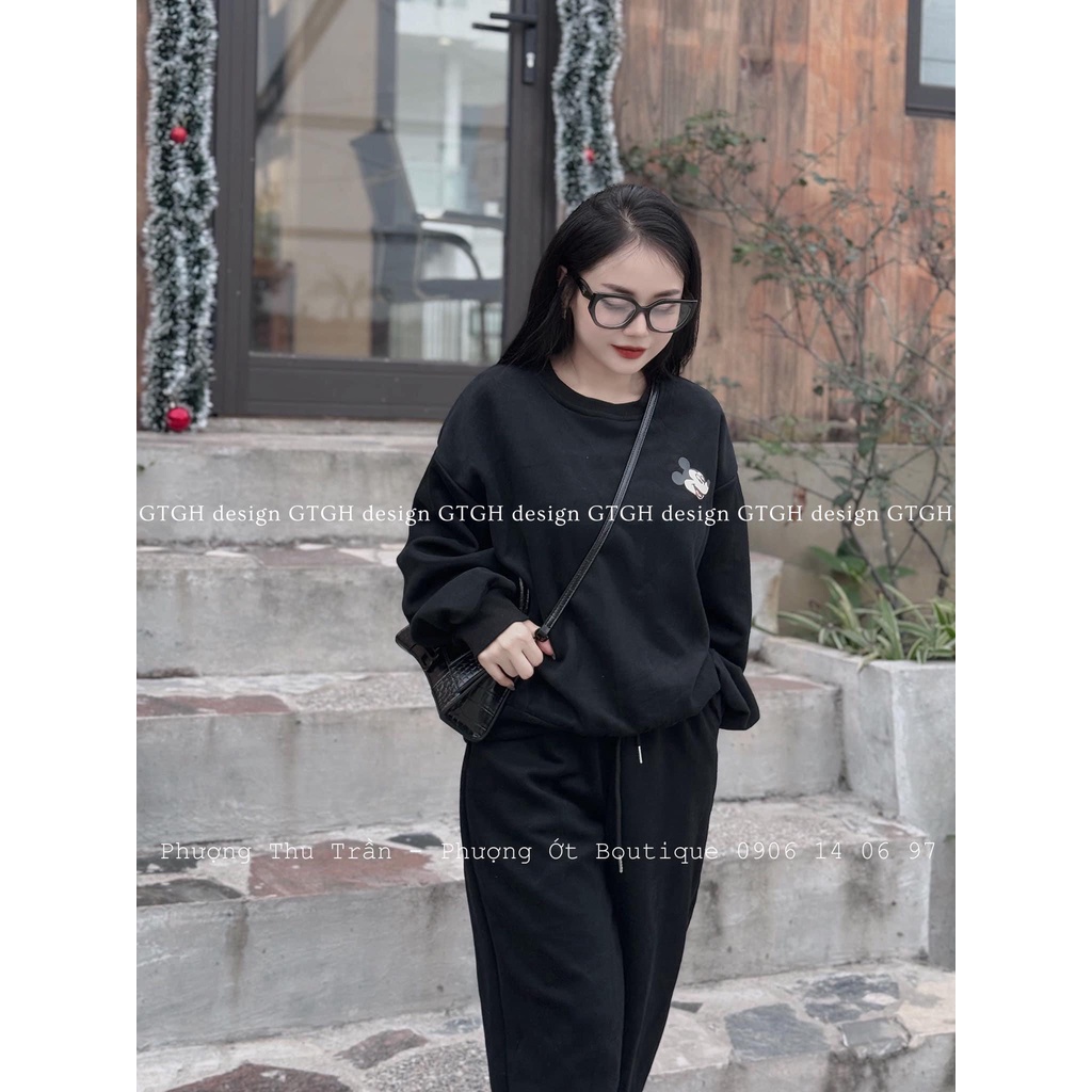 Siuu phẩm set nỉ Mickey 2 mặt so hott Size SM