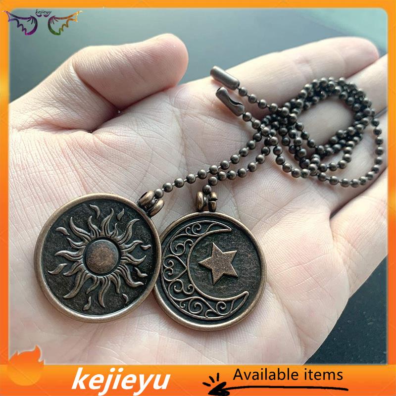 Bộ 2 Dây Kéo Quạt Trần Dạng Chuỗi Hạt Tròn Họa Tiết Mặt Trời Và Mặt Trăng Bằng Đồng