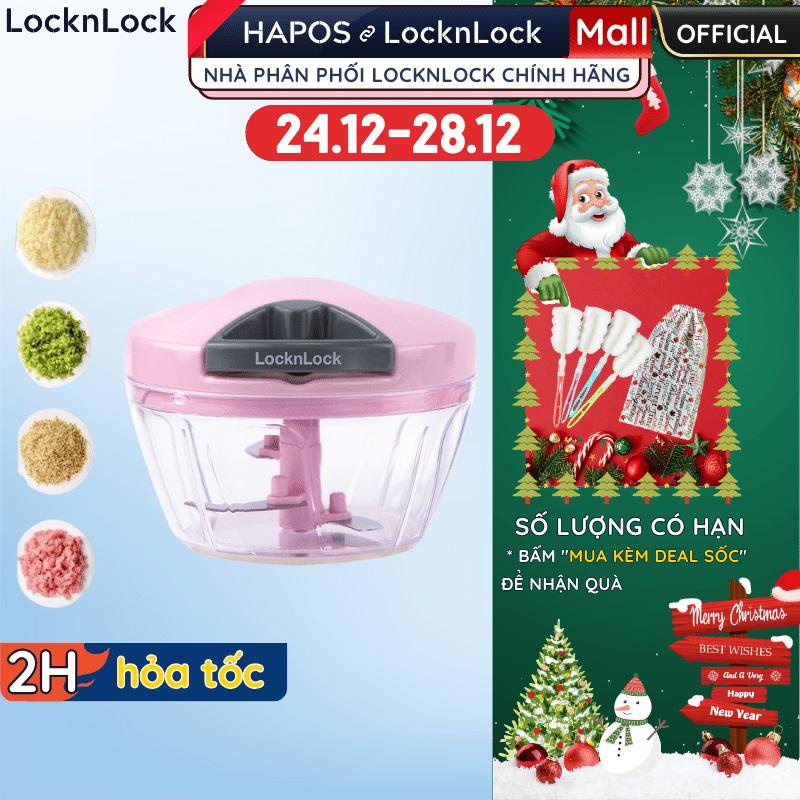 Dụng cụ băm rau củ quả LocknLock Chính hãng, xay hành tỏi ớt cầm tay mini không cần điện tiện lợi CKS308PIK - HAPOS