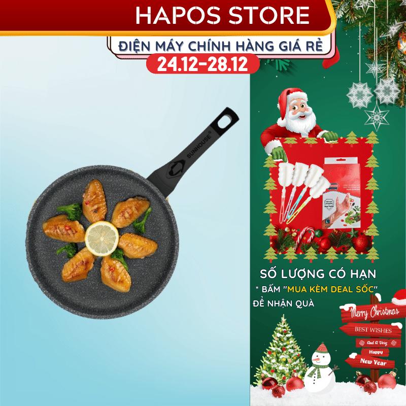 Chảo Inox 5 đáy chống dính Sunhouse Chính hãng, dùng được bếp từ, bếp ga 16cm/20cm/24cm IN16M4 - HAPOS OFFICIAL