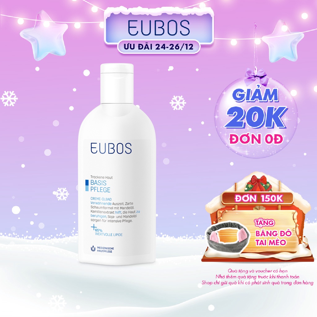 Dầu Tắm Không Kiềm EUBOS Cream Bath Oil Giúp Làm Sạch Dịu Nhẹ, Dưỡng Ẩm Cho Da Khô 200ml
