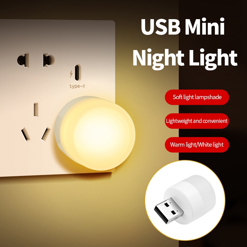 Di động Mini USB Đèn LED ban đêm Ánh sáng khí quyển Ánh sáng khẩn cấp Đèn dự trữ năng đồ 1k