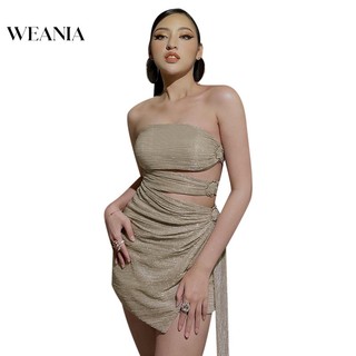 Váy Ngắn Không Dây Ôm Dáng Lấp Lánh Thời Trang Cho Nữ