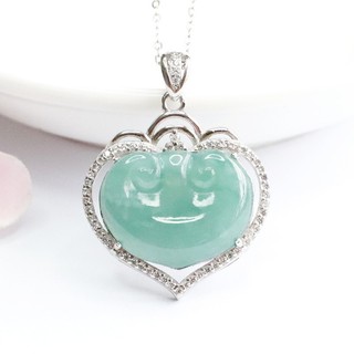 Mặt Dây Chuyền Bằng Bạc 925 Khảm Đá Ngọc Bích Tự Nhiên Màu Xanh Lam2051209
