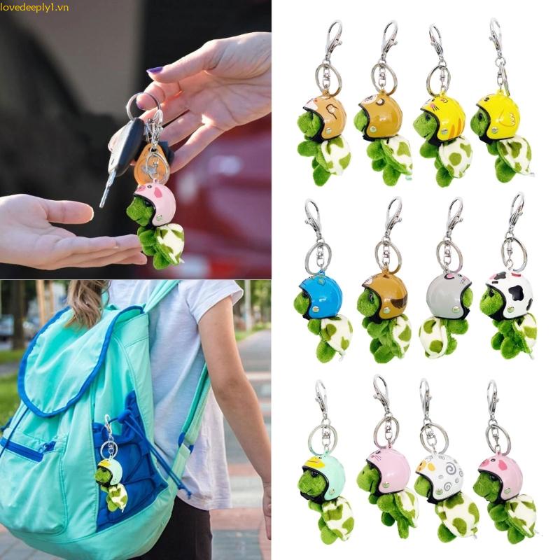 Móc Khóa Hình Rùa Nhồi Bông Đội Nón Bảo Hiểm Dễ Thương