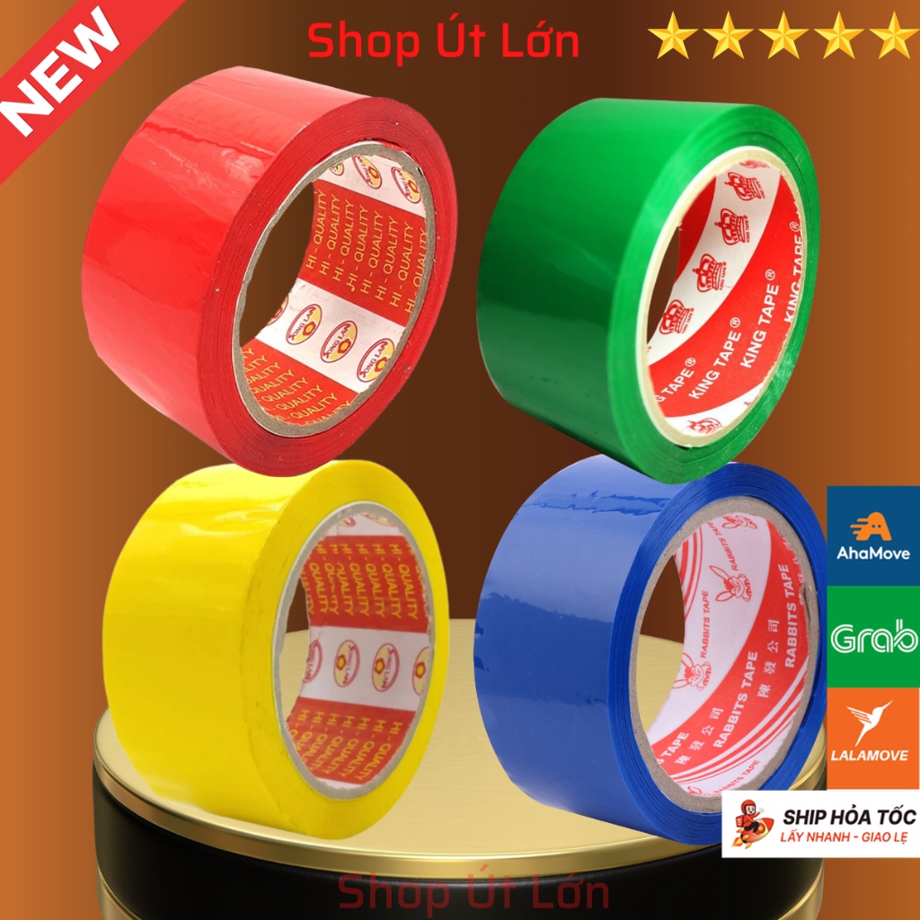 [Mã WCP2312 giảm 30% đơn 120k] 1 cuộn băng keo màu OPP, xanh lá, xanh dương, vàng, đỏ, rộng 4.7cm 100yard