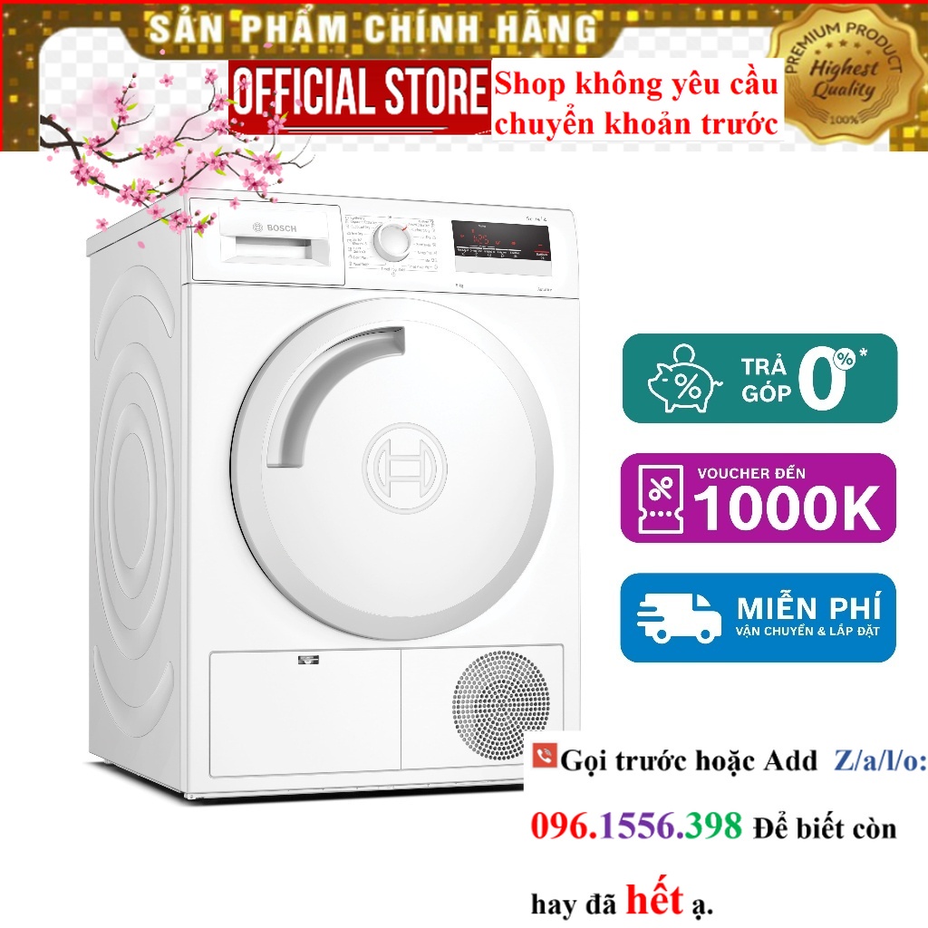 Máy sấy ngưng tụ 8Kg Bosch WTN84201MY - Series 4 ||Sale