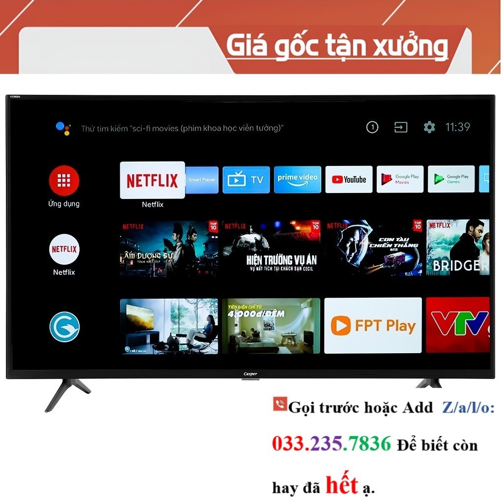Android Tivi Casper 43 inch 43UGS611 giá rẻ <<Hãng