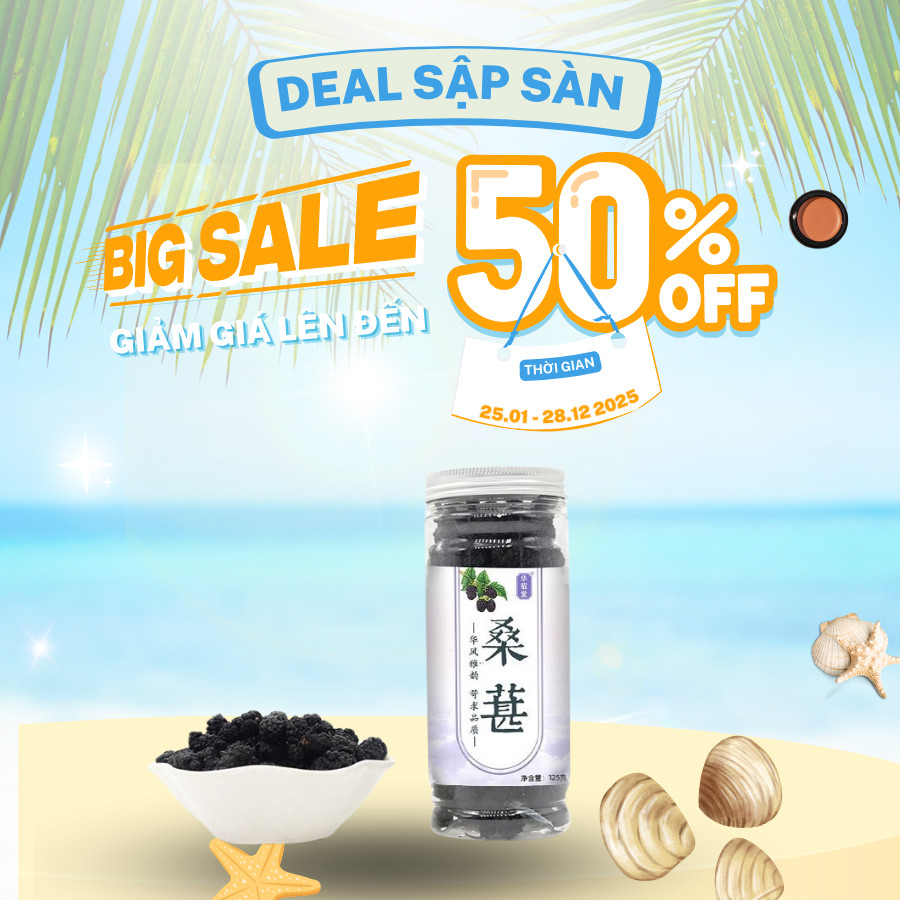 Dâu Tằm Sấy 125g đóng hộp Dâu Tằm Khô Cao cấp Giữ Dáng Đẹp Da Nuôi dưỡng gan bảo vệ thận Thảo Dược