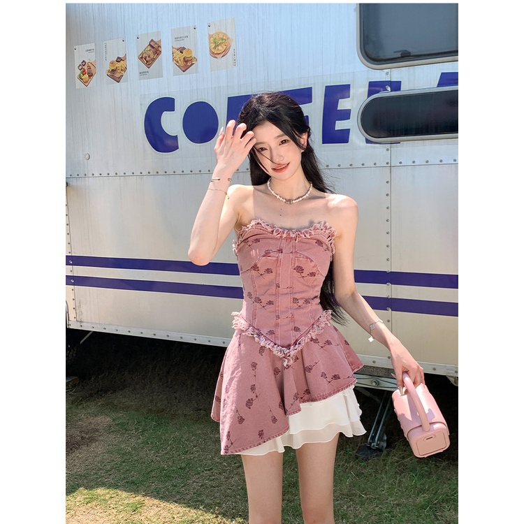 Set Chân Váy denim Và Áo Lửng Thời Trang Dành Cho Nữ