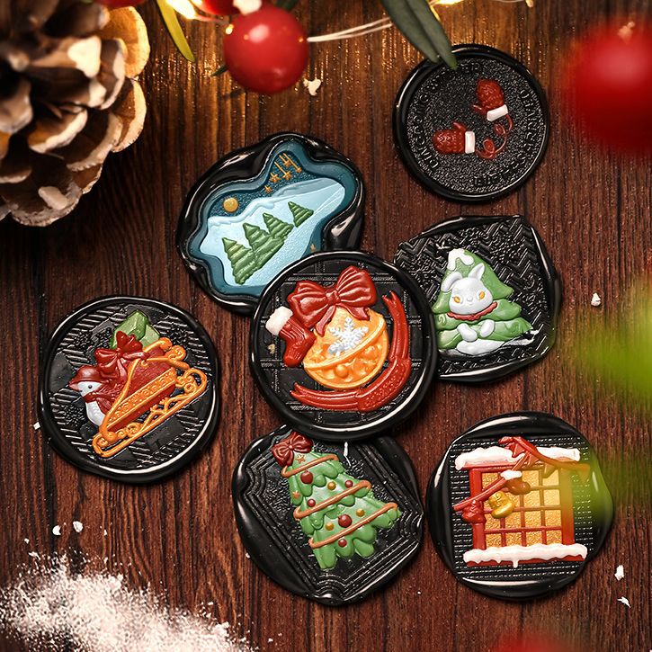 Giáng sinh con dấu loạt sáp con dấu đồng đầu đồng thau tinh khắc con dấu đầu