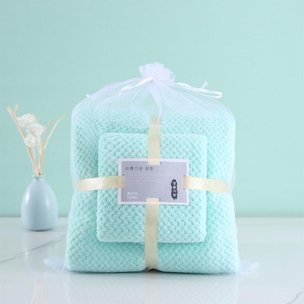 KUNHEV Khăn Tắm Vải Nhung San Hô Mềm Mại Thấm Hút Tốt Không Xơ Vải Dày Họa Tiết Kẻ Sọc / Quả Dứa Dành Cho Người Lớn Và Trẻ Em