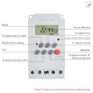 AC 220V 25A Digital Programmable Timer Din Rail Electronic Timer Time Switch Controller with LCD Display Clock