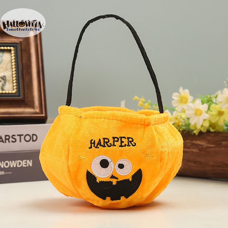 Túi Đựng Kẹo halloween 2023 Hình Bí Ngô / Mèo Đen / Phù Thủy Cho Bé