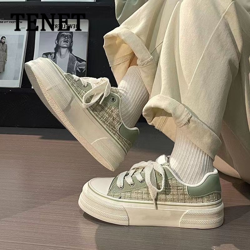 TENET Giày Thể Thao Nữ  Đế Dày đáy phẳng Đế Siêu Nhẹ Thoáng Khí Retro Thời Trang Thiết Kế Mới Cho Nữ B27F07D 36Z230906
