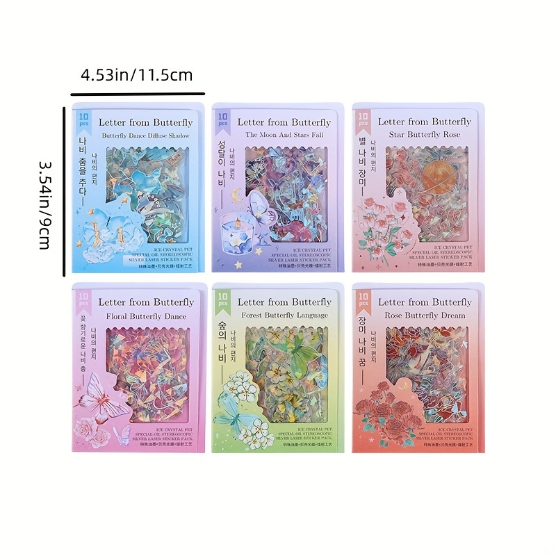Mochamm Set 10 sticker Dán Trang Trí Sổ Tay diy Hình Hoa Hồng / Trăng / Sao / Bướm