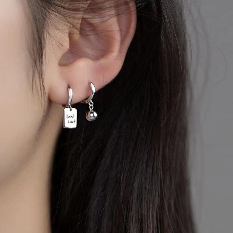 Khuyên Tai Tròn May Mắn Mạ Bạc Thời Trang Cho Nữ