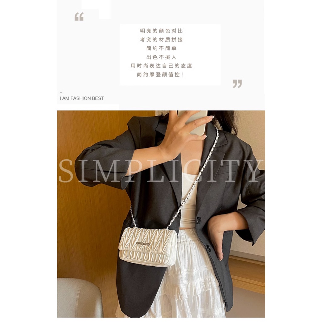 Túi Đeo Vai Hình Vuông Cỡ Nhỏ Đính Đá Phối Dây Đeo Sợi Xích Phong Cách niche Thời Trang Mới 2023