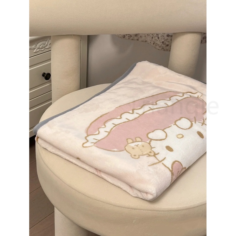 Chăn Đơn Họa Tiết Hoạt Hình kitty Dễ Thương Giữ Ấm Mềm Mại