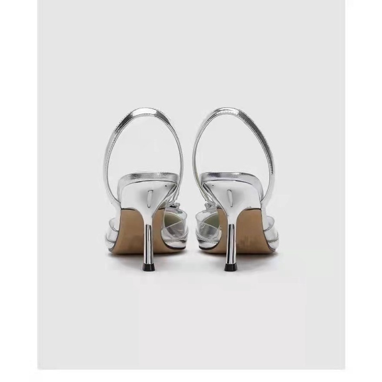 Giày Cao Gót Mũi Vuông Đính Đá Phối Khóa Gài Sau Lưng Thời Trang Sang Trọng Cho Nữ